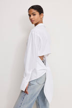 POPLIN TIE BACK SHIRT WHITE001