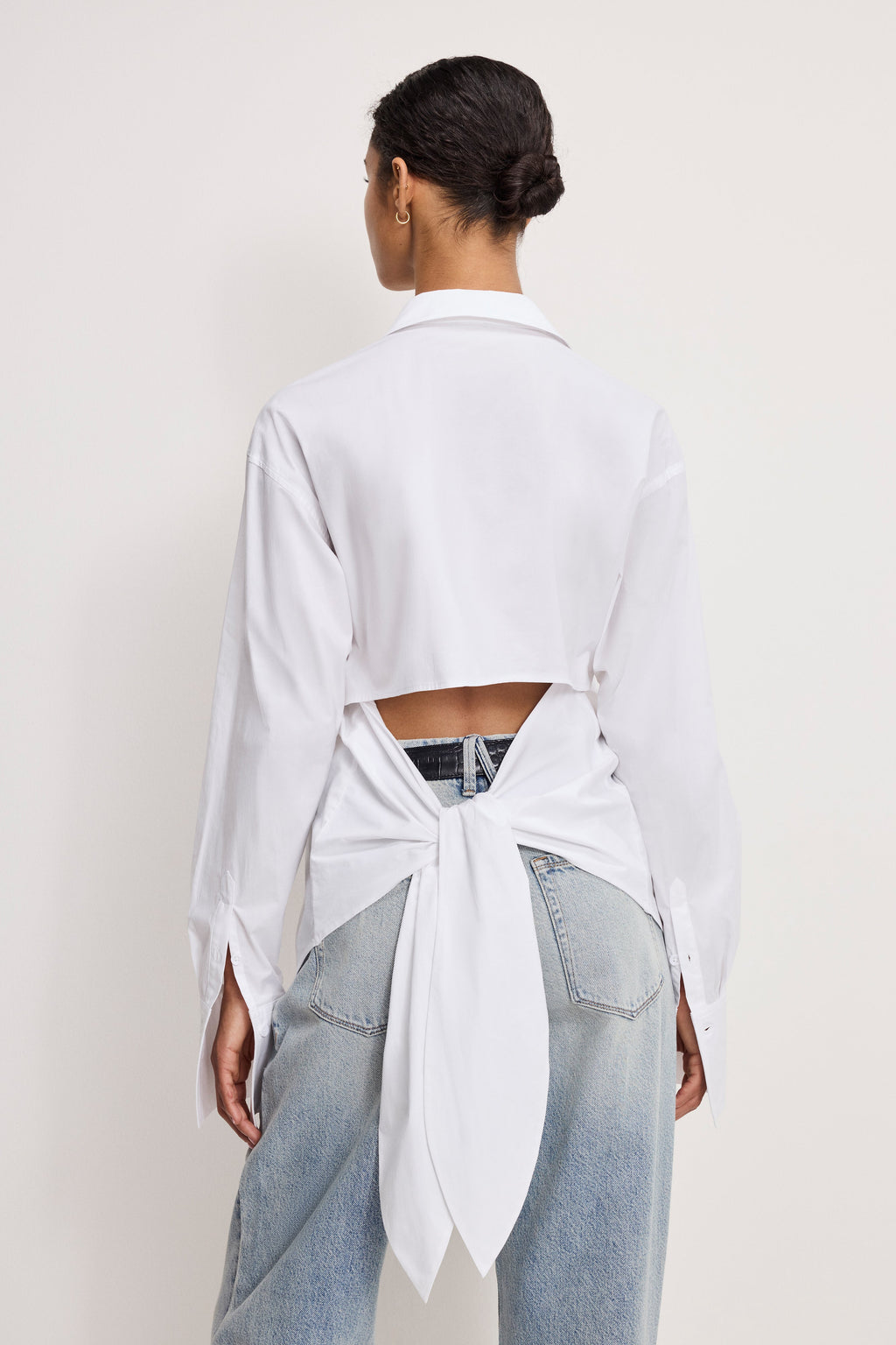 POPLIN TIE BACK SHIRT WHITE001