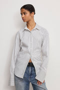 POPLIN TIE BACK SHIRT BCW PINSTRIPE001