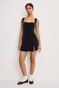 VELVET MINI DRESS BLACK001