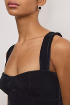 VELVET MINI DRESS BLACK001