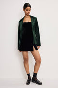 VELVET SCULPTED BLAZER PINE GREEN003