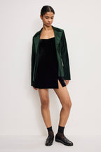 VELVET SCULPTED BLAZER PINE GREEN003