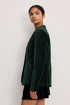 VELVET SCULPTED BLAZER PINE GREEN003