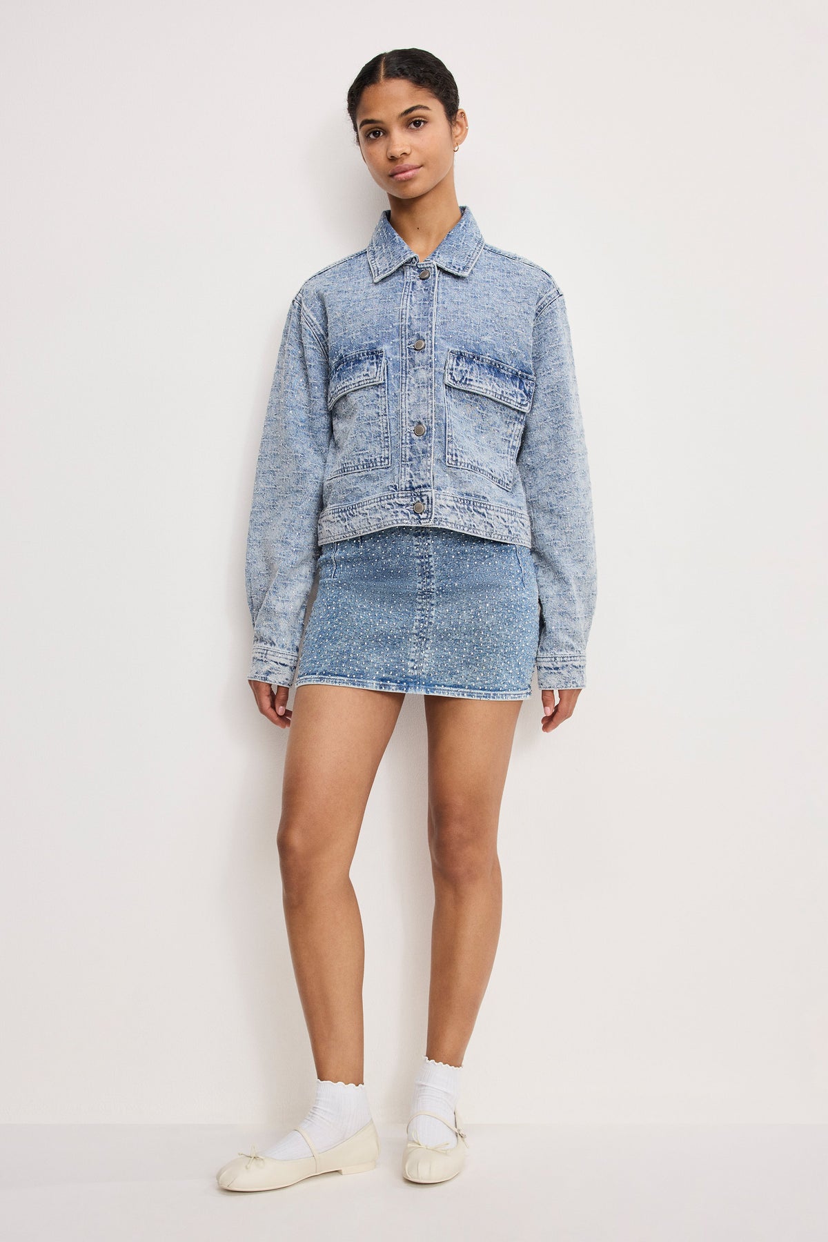 CRYSTAL DENIM JACKET INDIGO1070