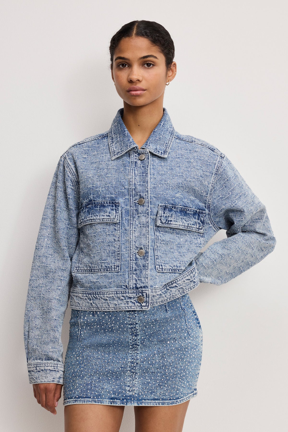 CRYSTAL DENIM JACKET INDIGO1070