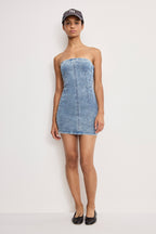 CRYSTAL STRAPLESS MINI DRESS INDIGO1097