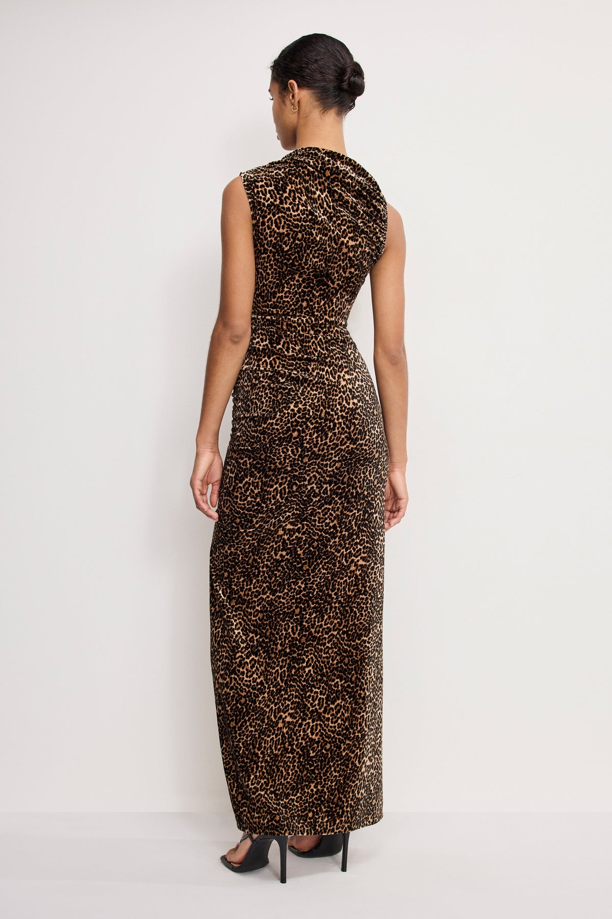 VELVET HIGH NECK MAXI DRESS MINI LUCKY LEOPARD