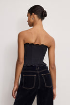 MATTE JERSEY LACE TRIM BUSTIER BLACK001
