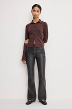 GOOD CLASSIC BOOTCUT FAUX LEATHER PANTS BLACK001