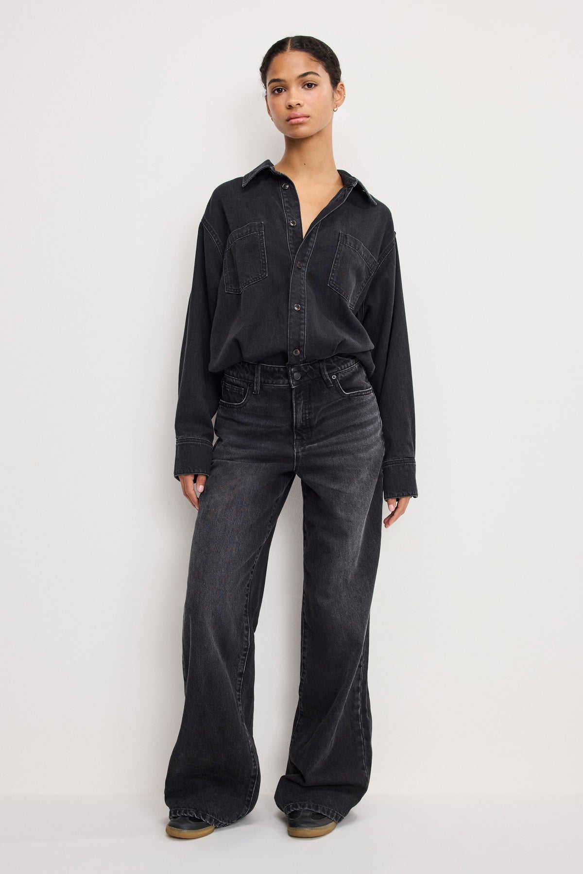 DENIM SHIRT JUMPSUIT BLACK389