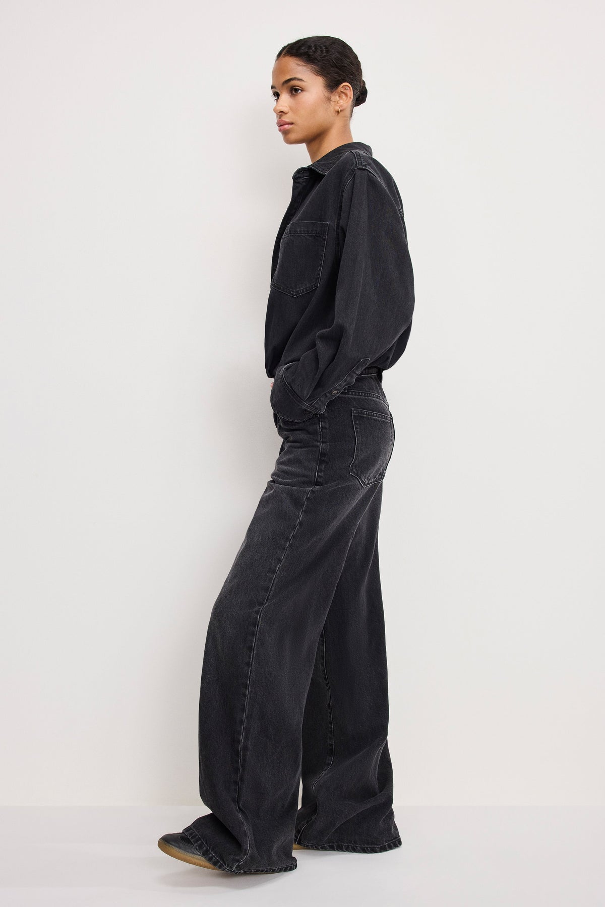 DENIM SHIRT JUMPSUIT BLACK389