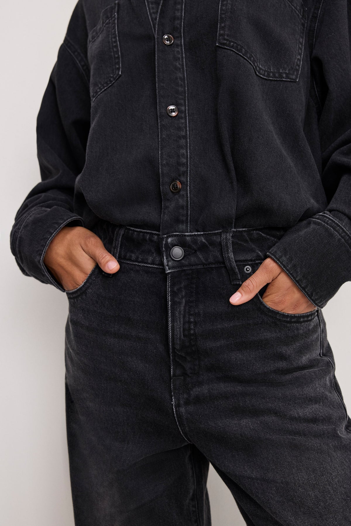 DENIM SHIRT JUMPSUIT BLACK389