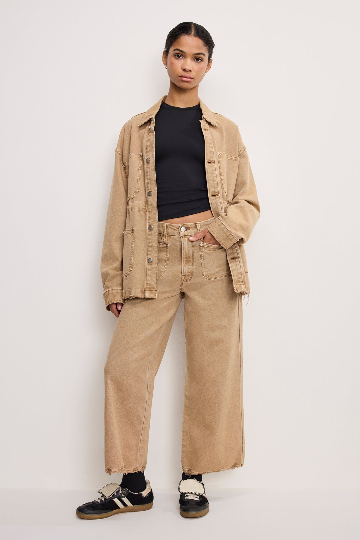 PALAZZO CROPPED PANTS GOOD KHAKI001