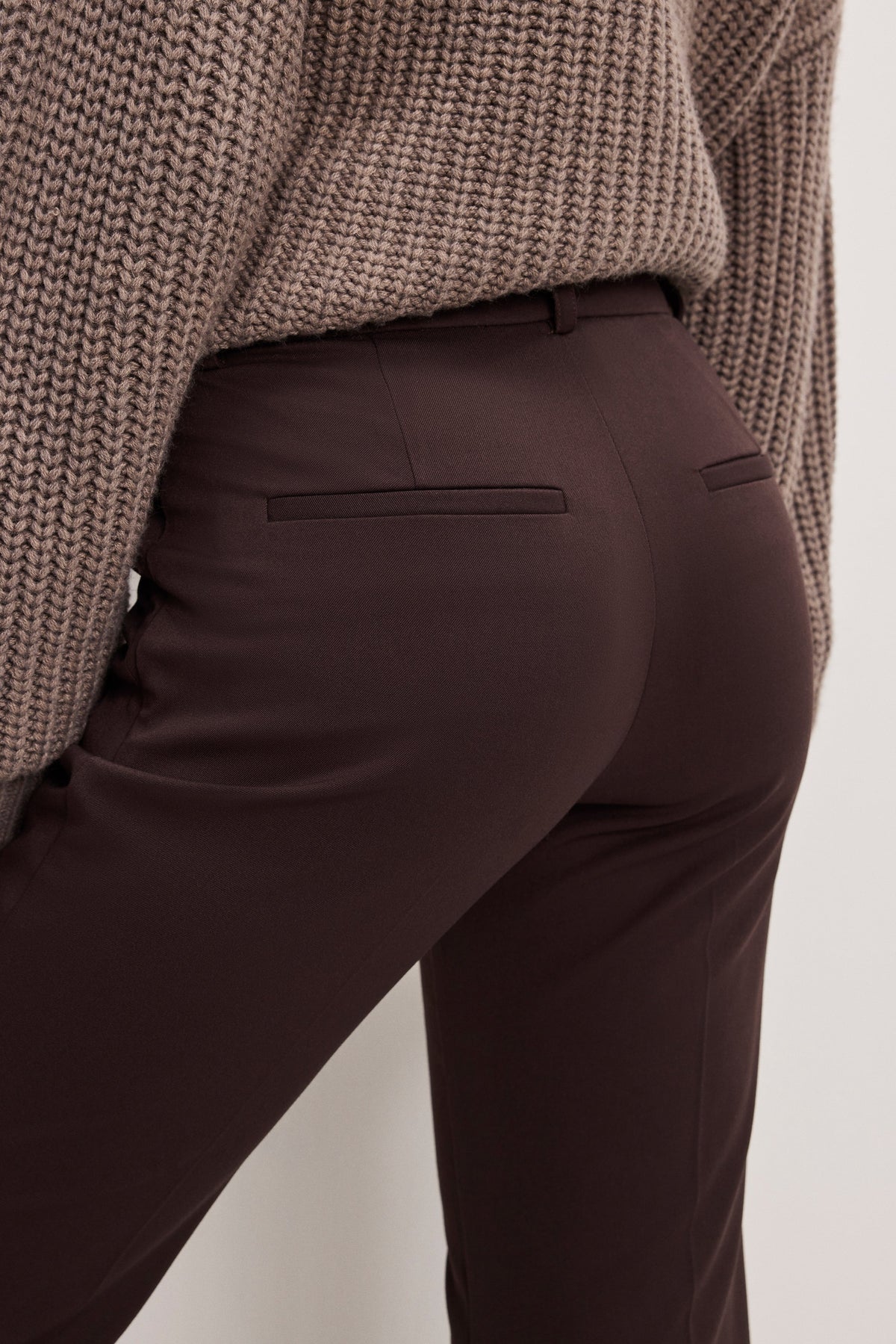 ESSENTIAL SUITING FLARE TROUSERS DARK CHOCOLATE