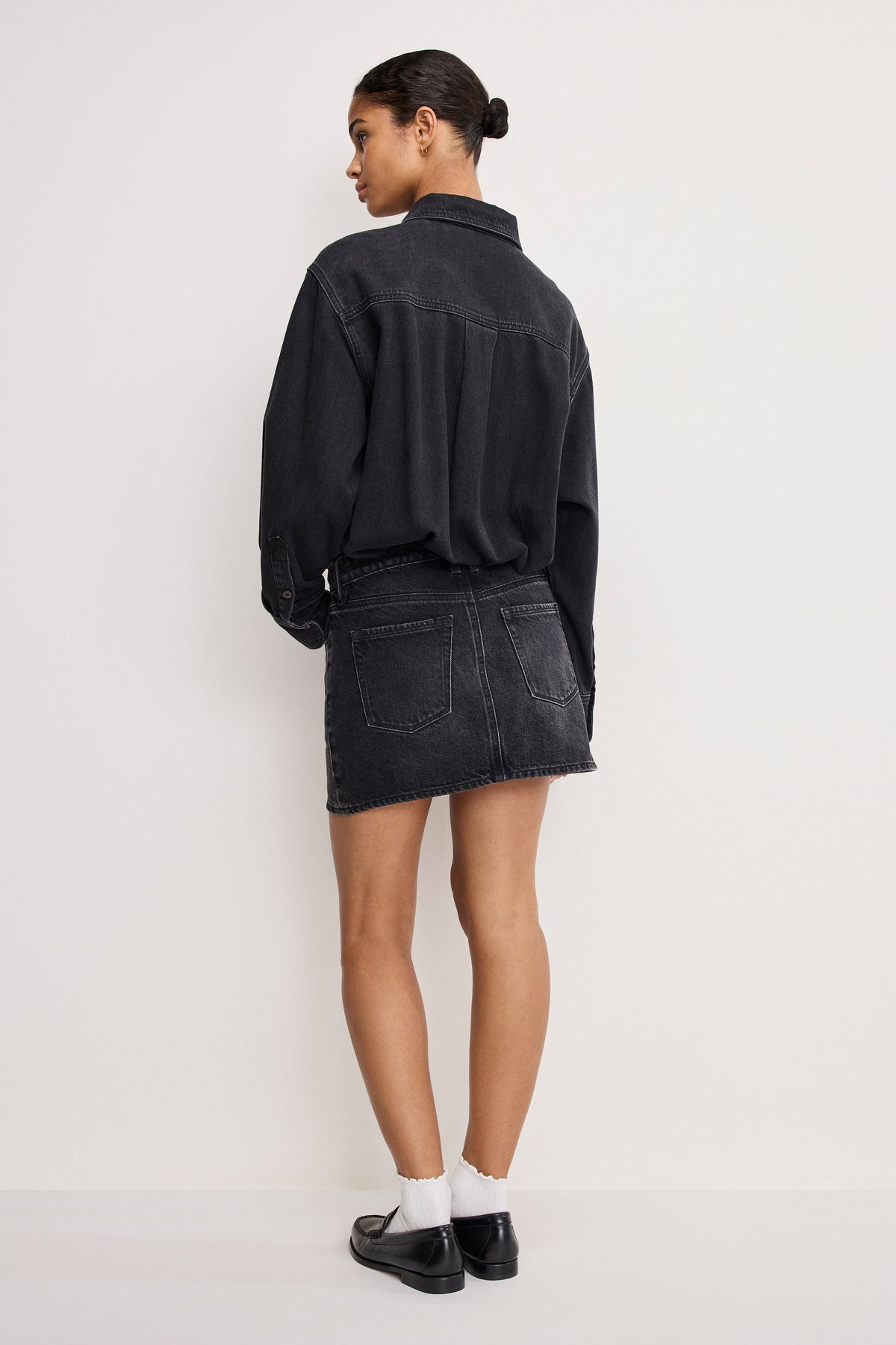 DENIM SHIRT DRESS BLACK389