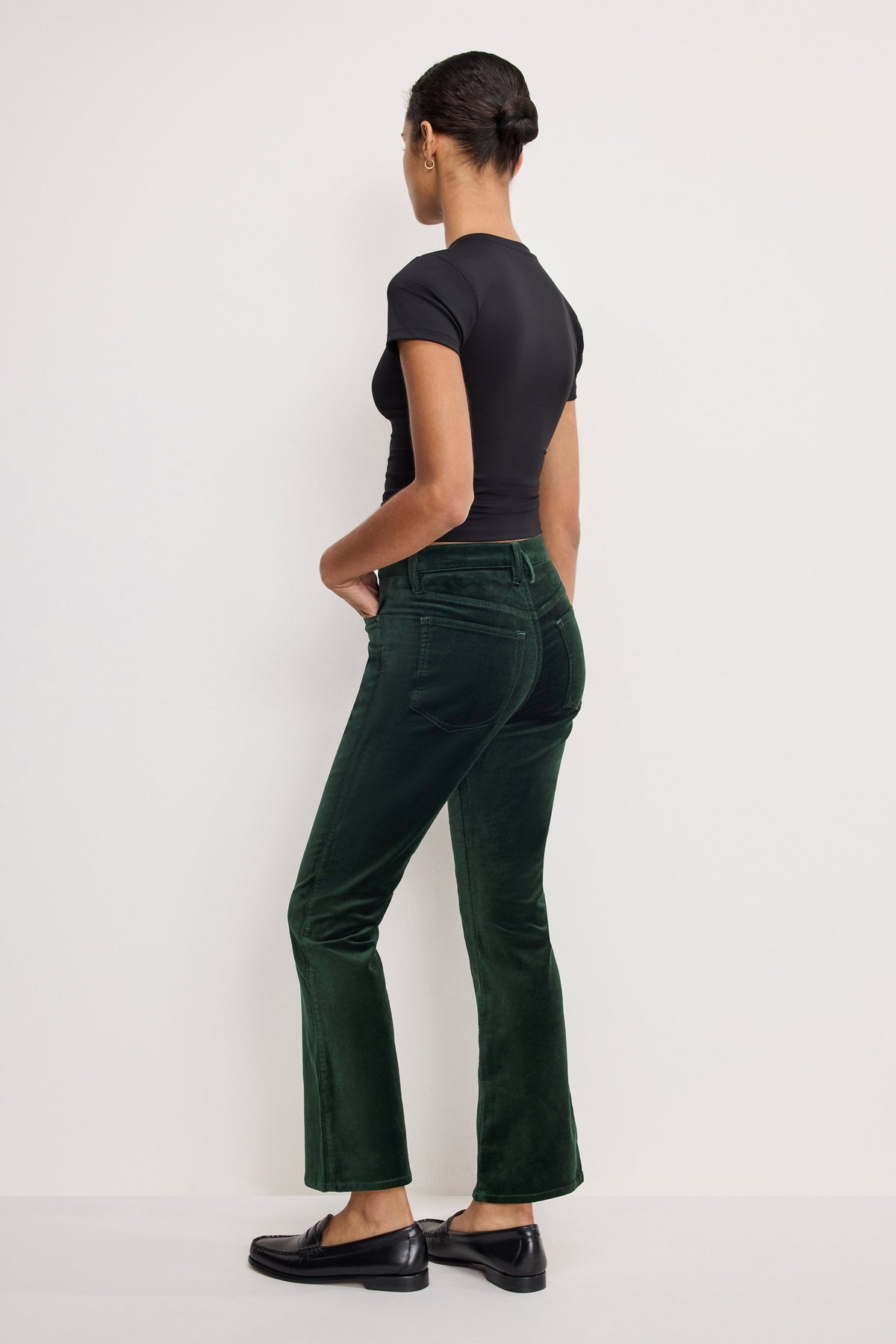 VELVET GOOD HIGH RISE KICK FLARE PANTS PINE GREEN003