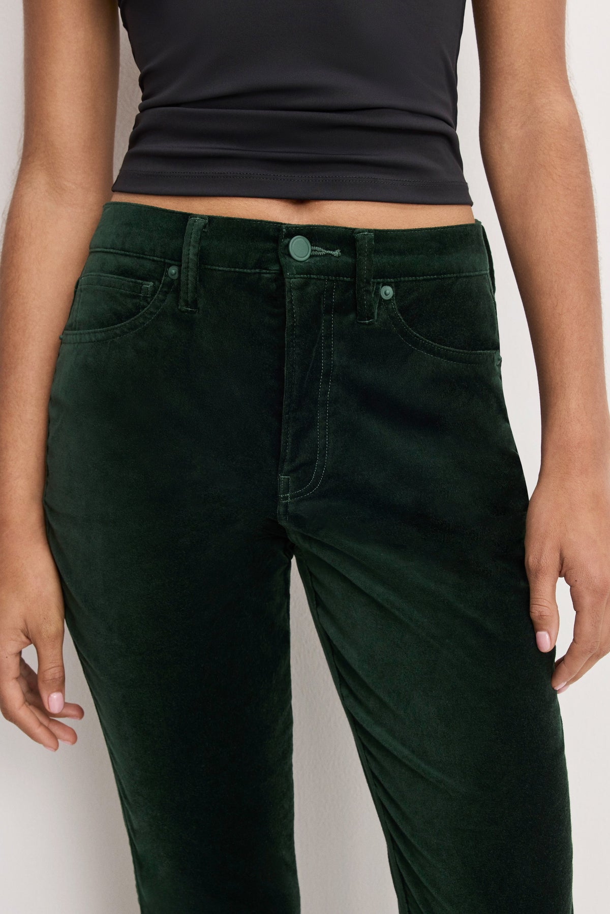VELVET GOOD HIGH RISE KICK FLARE PANTS PINE GREEN003
