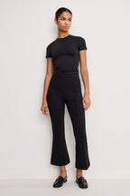 SOFT STRETCH PONTE KICK FLARE PANTS BLACK001
