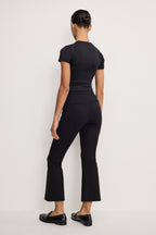 SOFT STRETCH PONTE KICK FLARE PANTS BLACK001