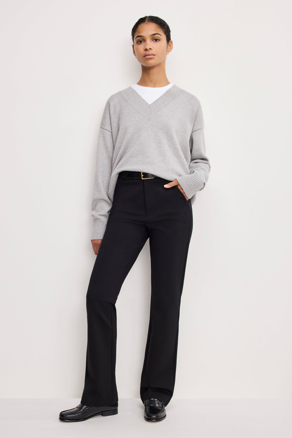 SOFT STRETCH PONTE STRAIGHT TROUSERS BLACK001