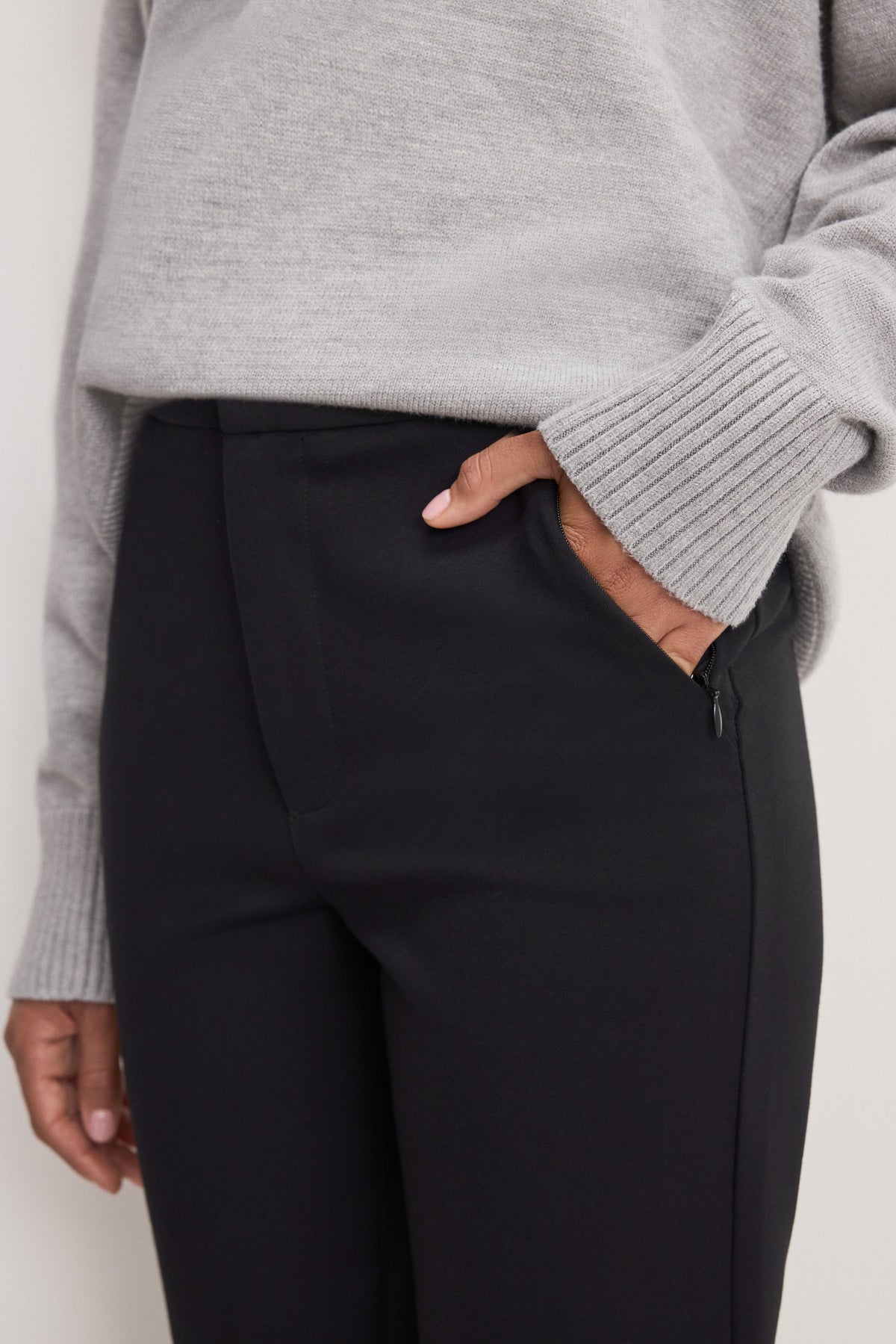 SOFT STRETCH PONTE STRAIGHT TROUSERS BLACK001