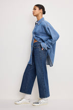 SOFT TECH GOOD WAIST PALAZZO CROPPED JEANS INDIGO977