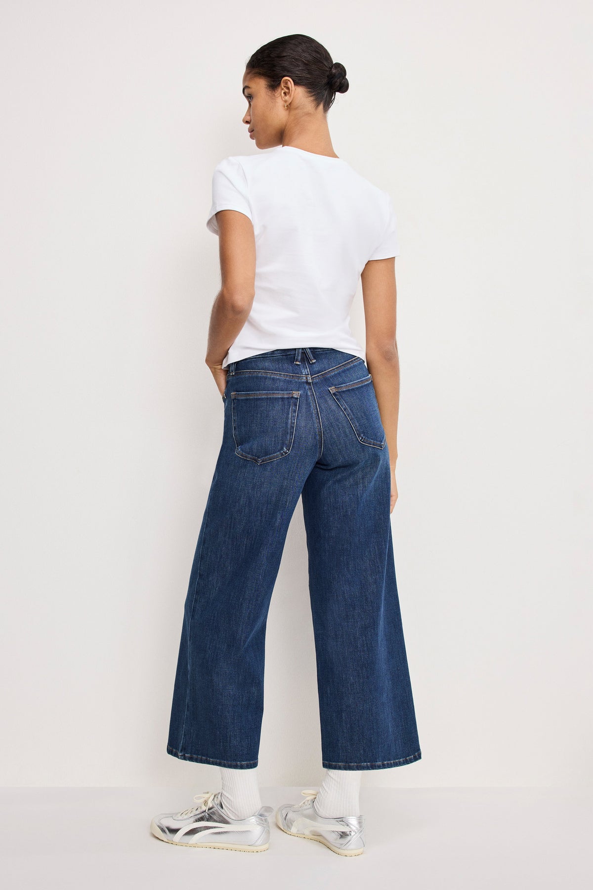 SOFT TECH GOOD WAIST PALAZZO CROPPED JEANS INDIGO977