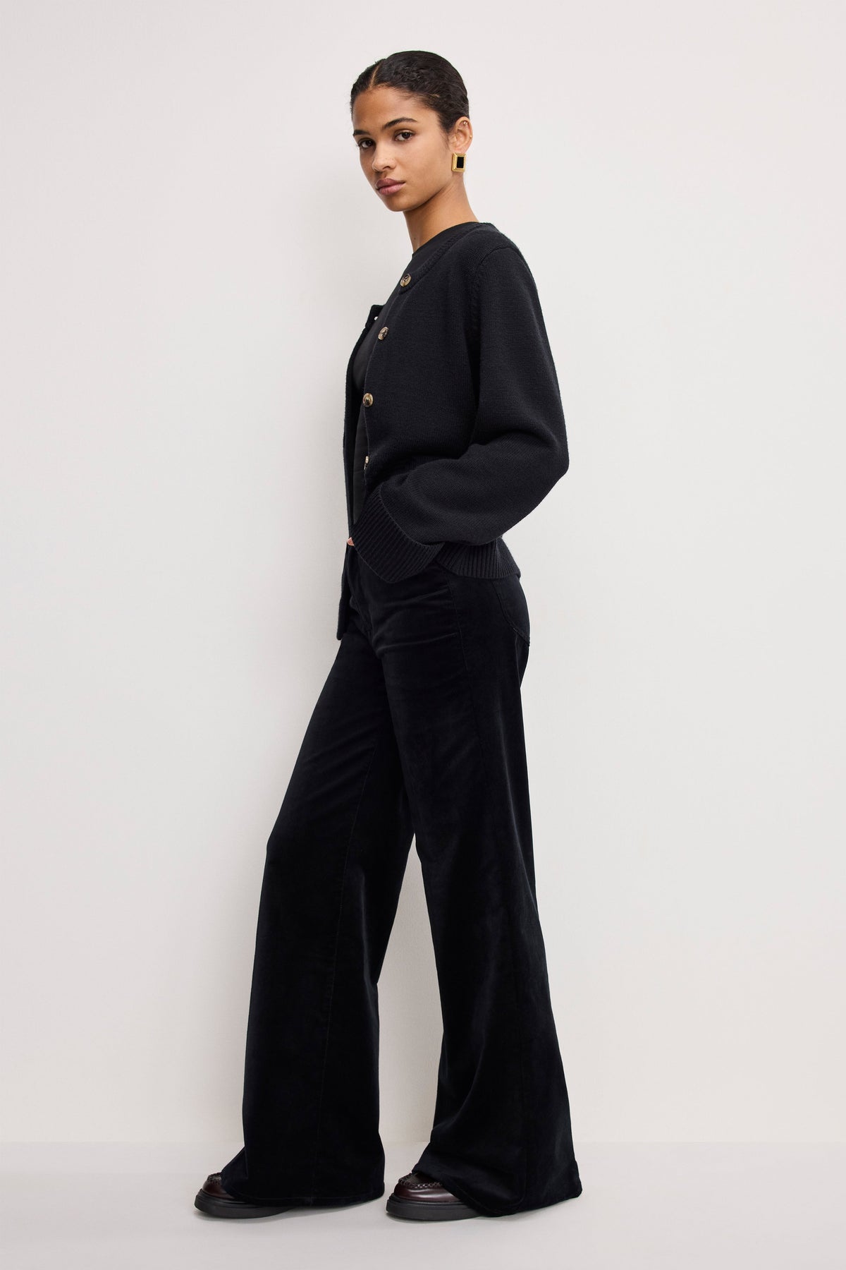 VELVET GOOD WAIST PALAZZO PANTS BLACK001