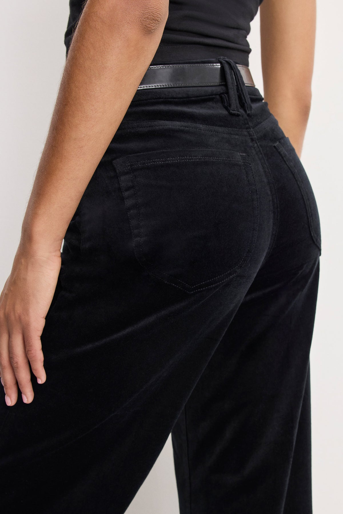 VELVET GOOD WAIST PALAZZO PANTS BLACK001