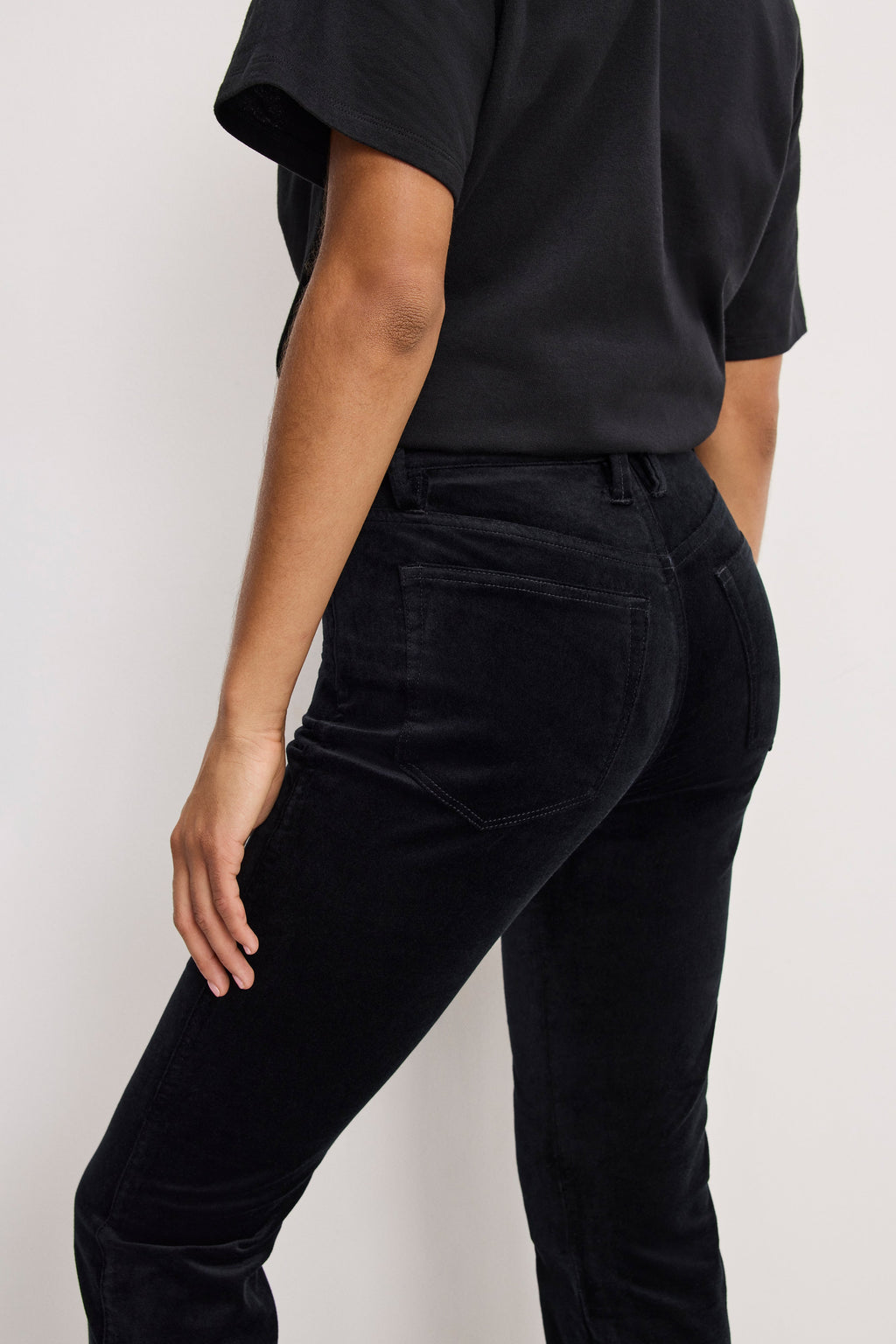 VELVET GOOD HIGH RISE KICK FLARE PANTS BLACK001