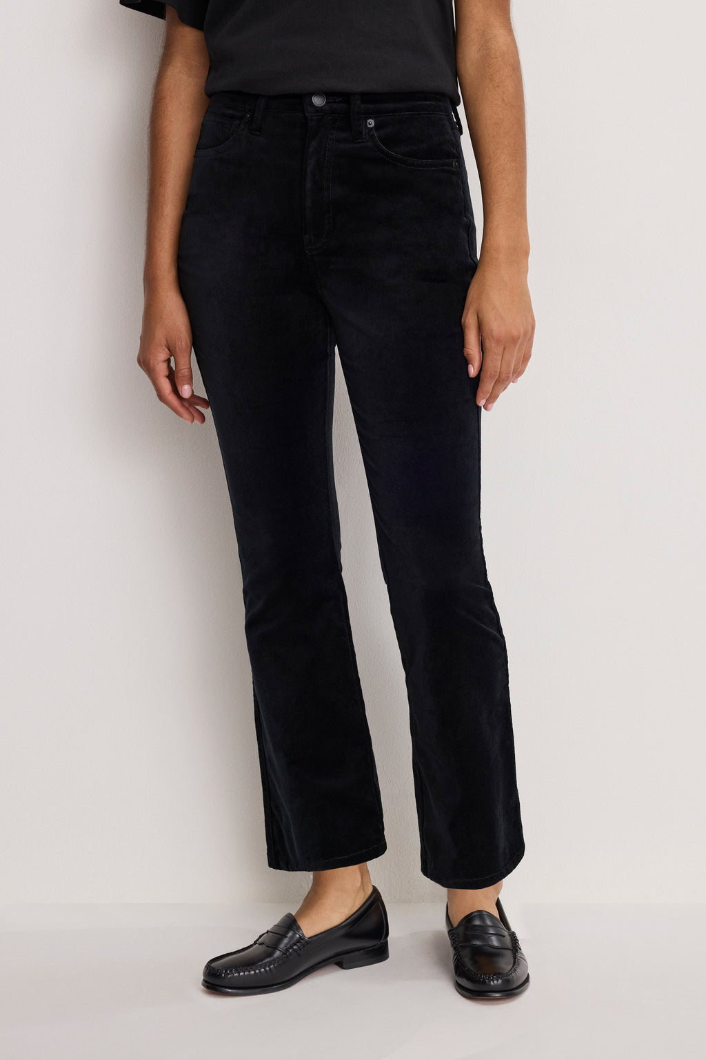 VELVET GOOD HIGH RISE KICK FLARE PANTS BLACK001