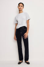 GOOD ICON STRAIGHT FLOCKED DENIM JEANS INDIGO939