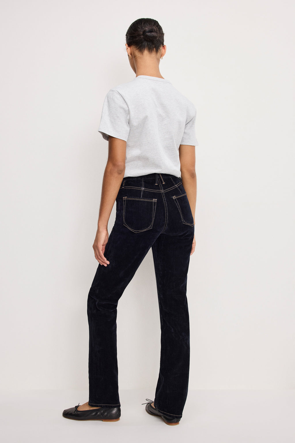GOOD ICON STRAIGHT FLOCKED DENIM JEANS INDIGO939