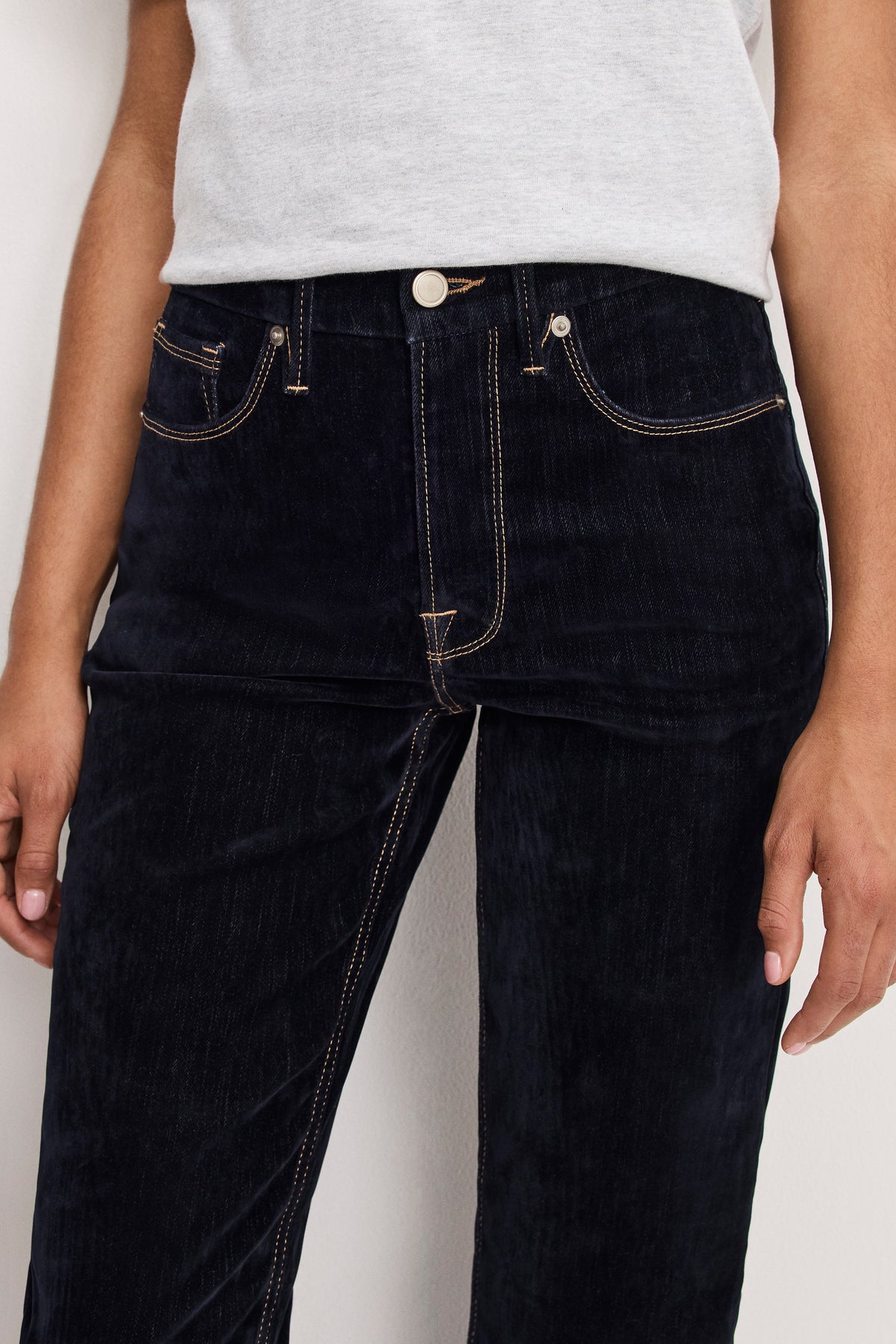 GOOD ICON STRAIGHT FLOCKED DENIM JEANS INDIGO939