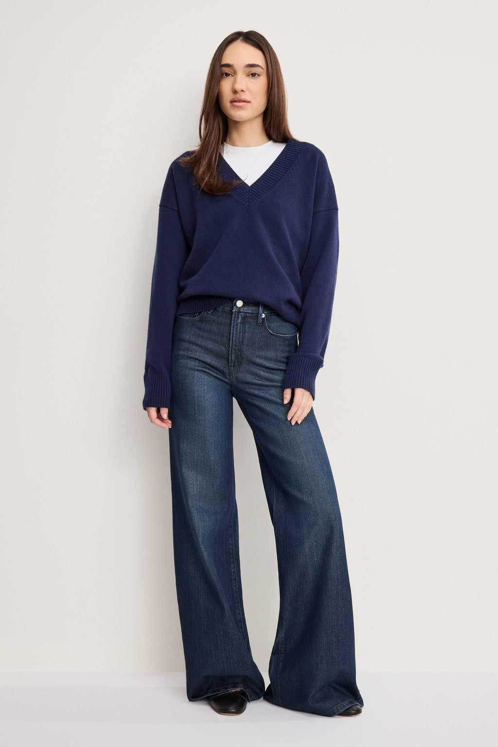 DEEP V KNIT SWEATER HORIZON INK