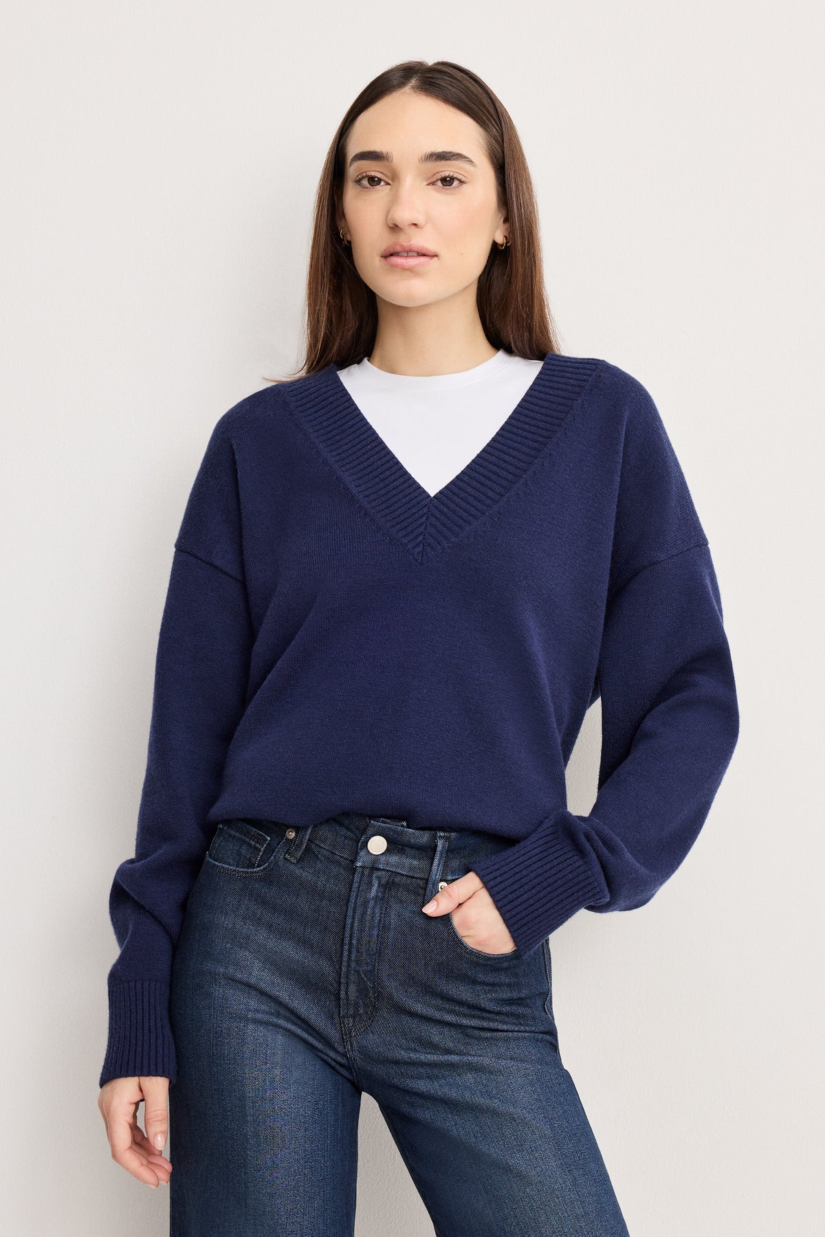 DEEP V KNIT SWEATER HORIZON INK