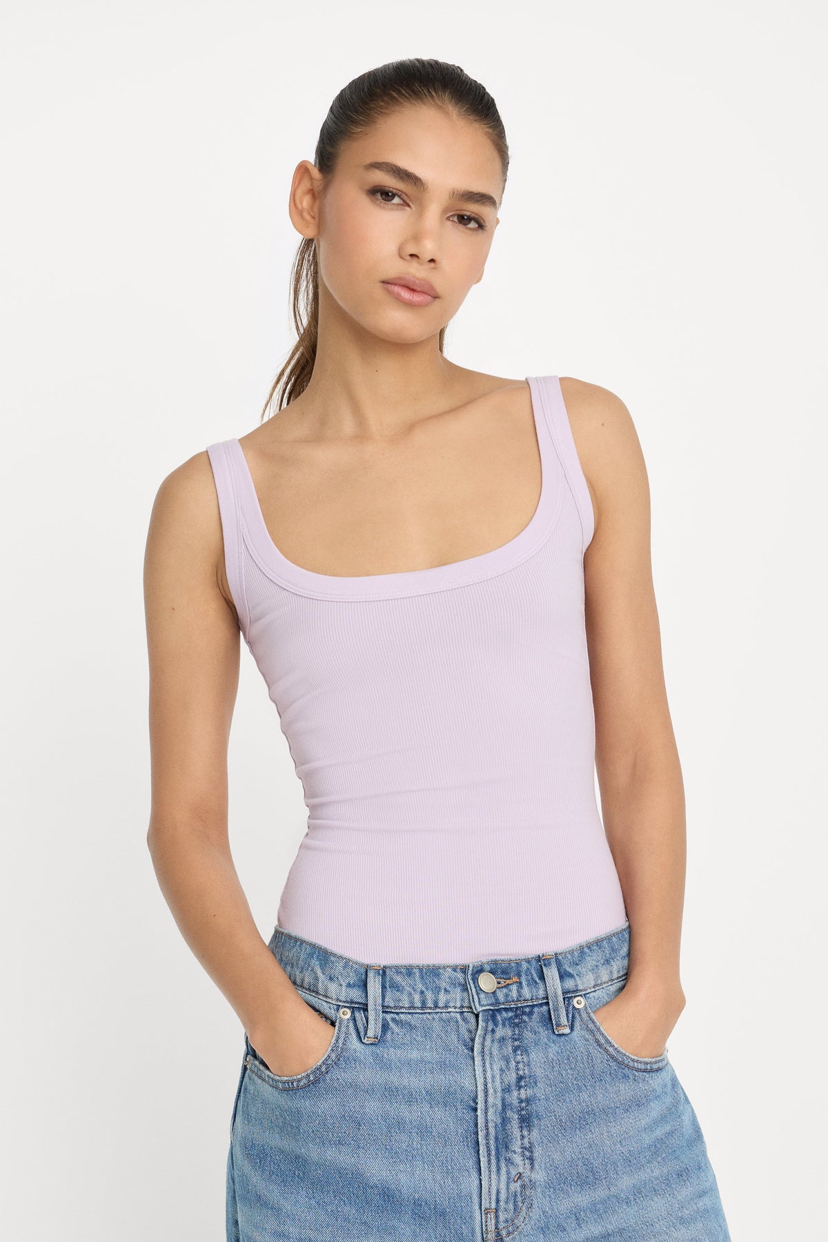 MODAL RIB TANK BODYSUIT LIGHT LILAC