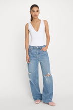 SCULPTING DEEP V BODYSUIT WHITE001