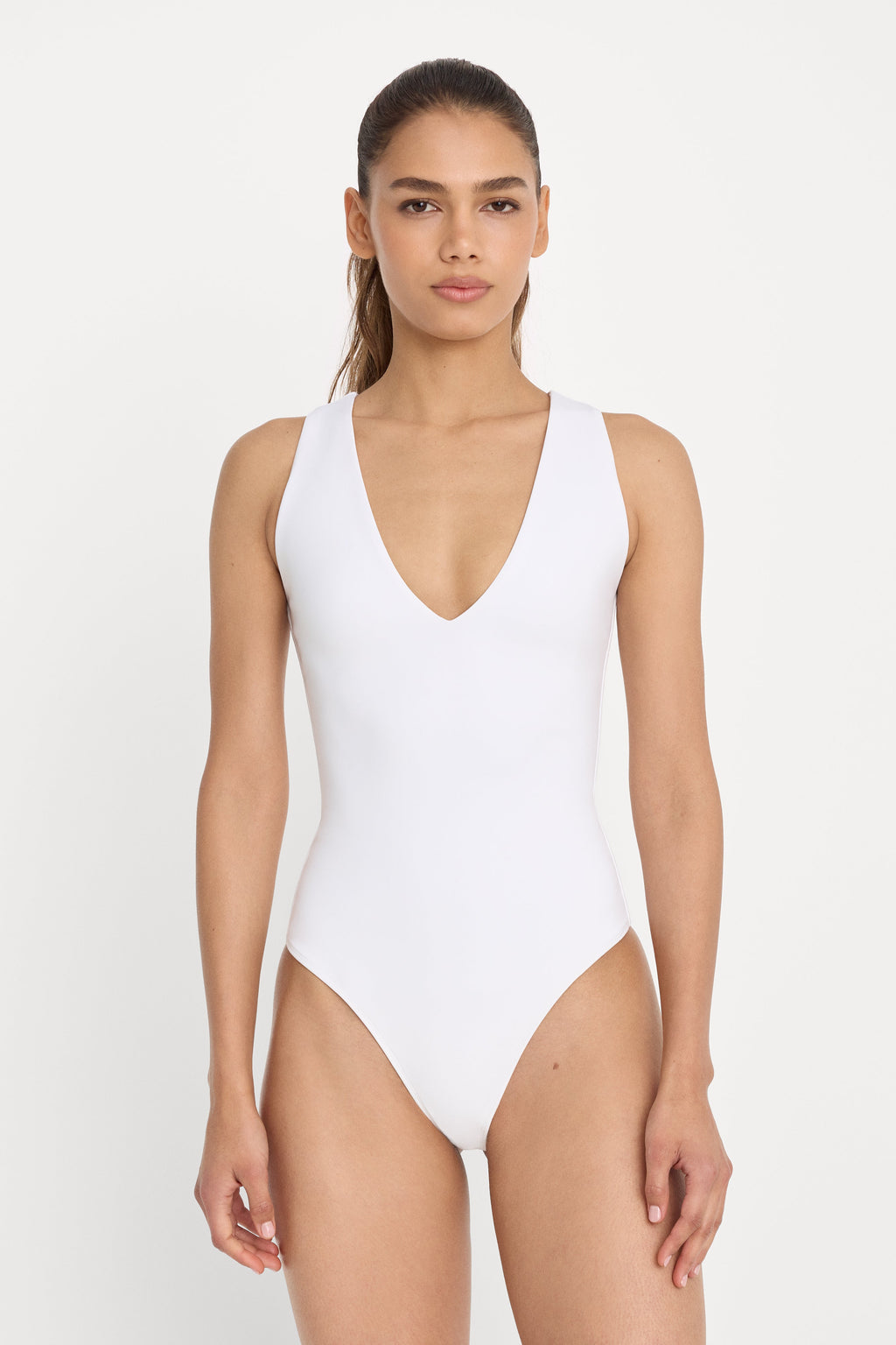 SCULPTING DEEP V BODYSUIT WHITE001
