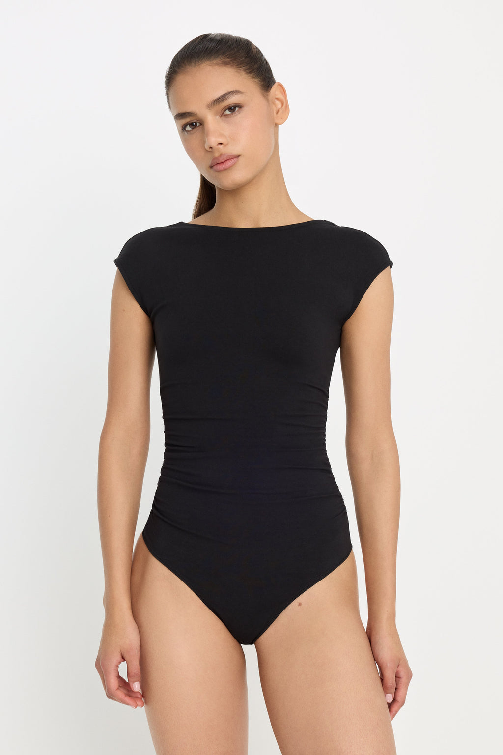 SUPER STRETCH OPEN BACK BODY SUIT BLACK001
