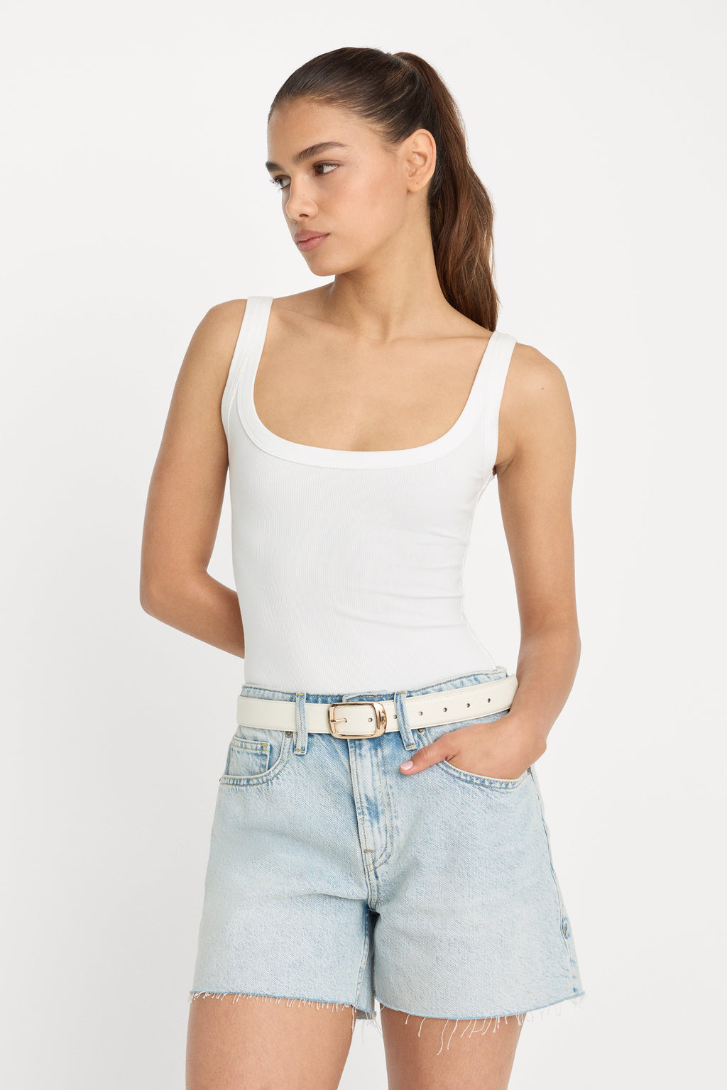 MODAL RIB TANK BODYSUIT CHALK