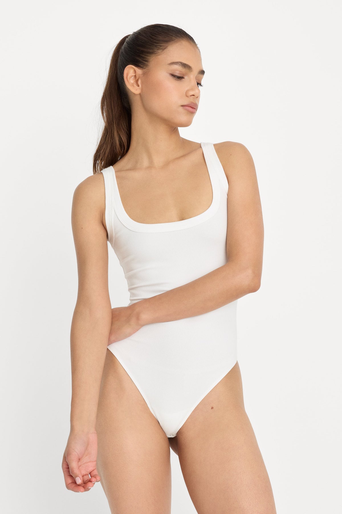 MODAL RIB TANK BODYSUIT CHALK