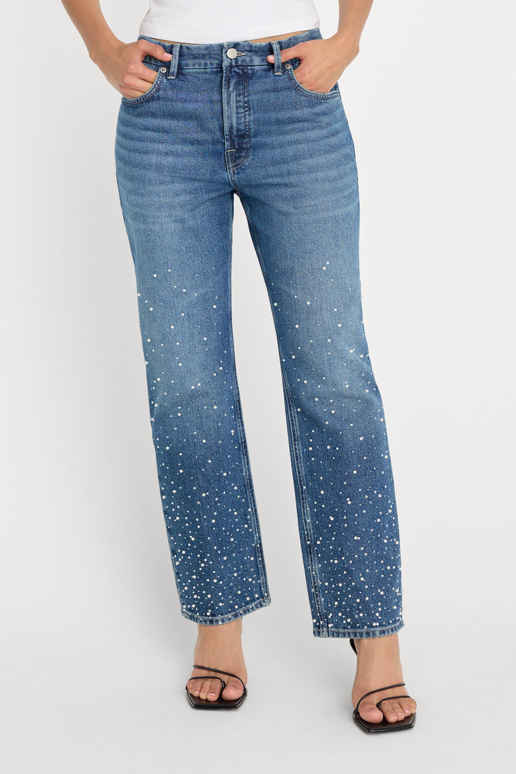 GOOD ICON STRAIGHT ANKLE PEARL JEANS INDIGO1186