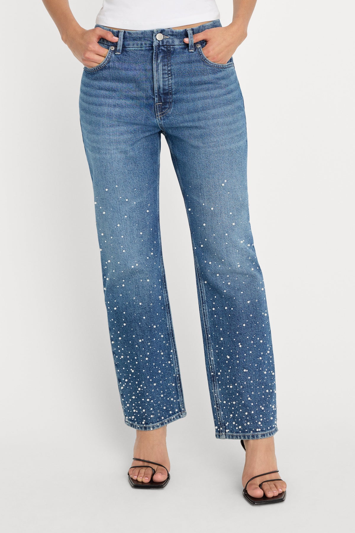 GOOD ICON STRAIGHT ANKLE PEARL JEANS INDIGO1186