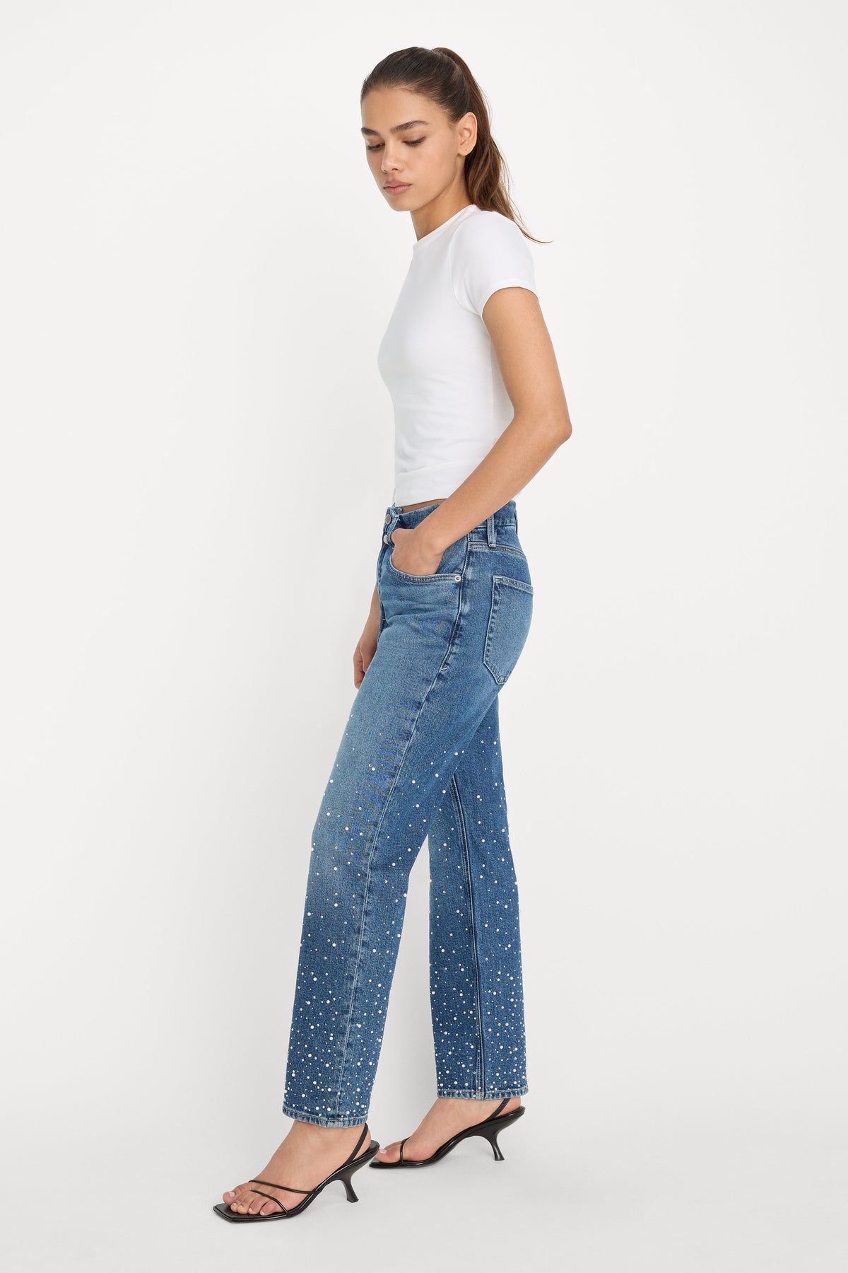 GOOD ICON STRAIGHT ANKLE PEARL JEANS INDIGO1186