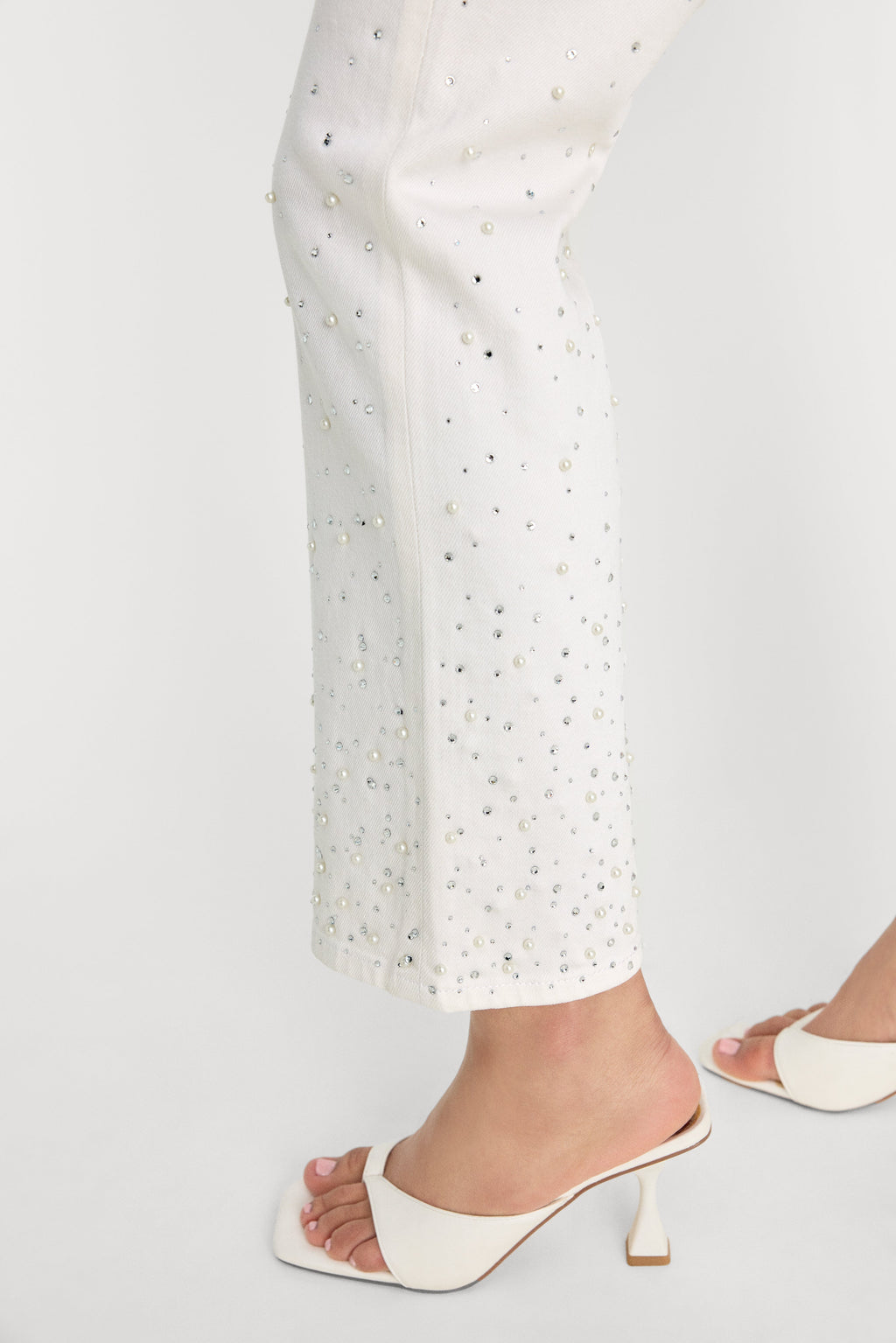 GOOD ICON STRAIGHT ANKLE PEARL JEANS WHITE001