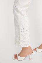 GOOD ICON STRAIGHT ANKLE PEARL JEANS WHITE001