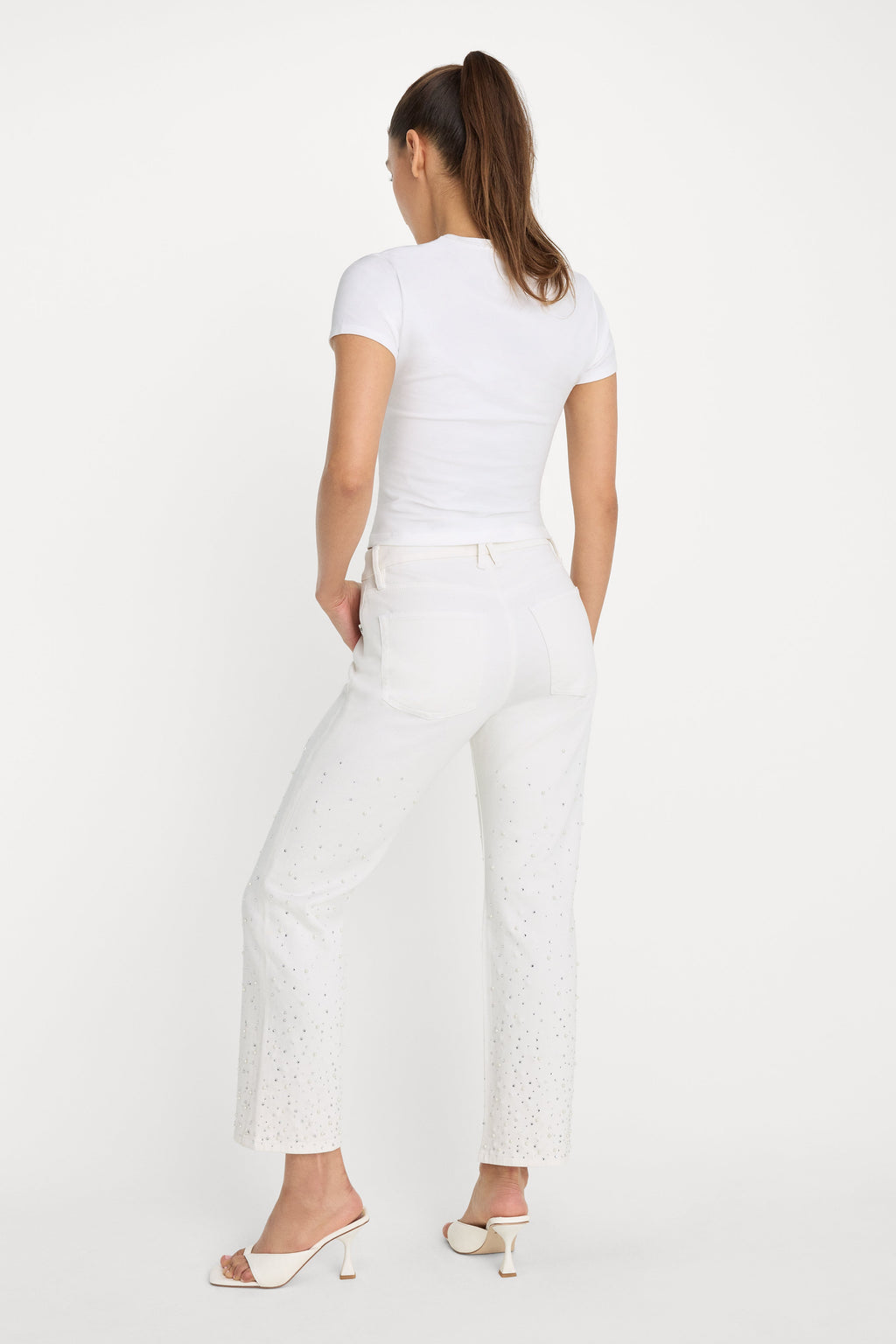 GOOD ICON STRAIGHT ANKLE PEARL JEANS WHITE001