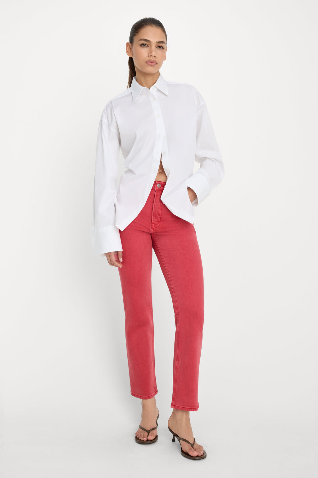 GOOD ICON ANKLE JEANS CHERRY RED
